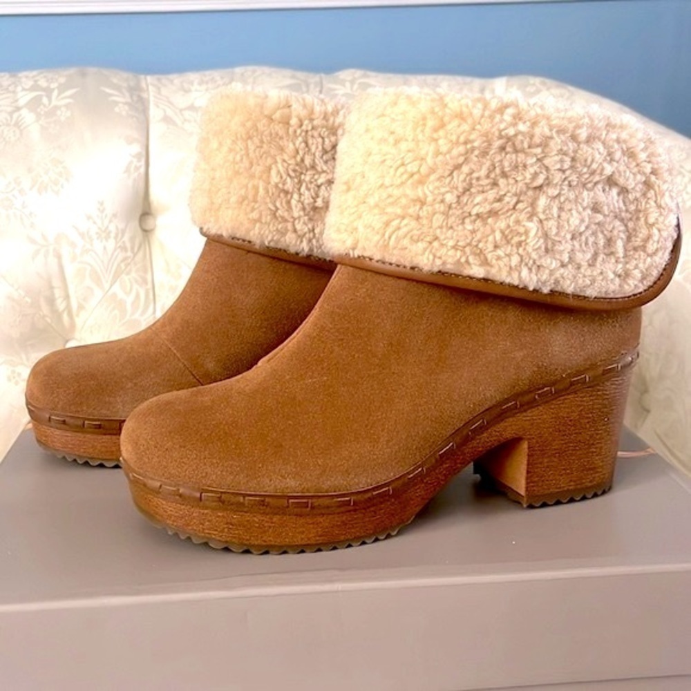 Brand New Crown Vintage Genuine Suede Seloina Ankle Booties w/ Faux Fur Cuff